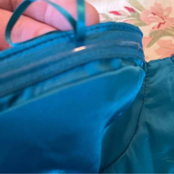 GARAGE Size Medium Corset Top Satin Green Turquoise Boned Zip Back $88 NEW - Picture 12 of 16